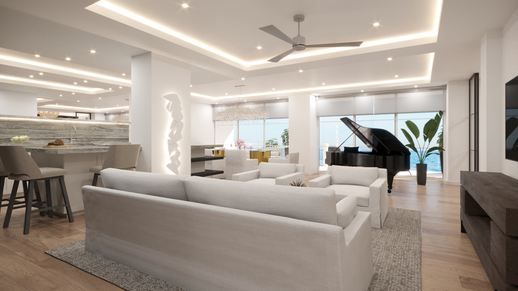 25+ Stunning Beach Apartment Design Ideas for a Relaxed Coastal Vibe - Beachfront Penthouse Apartment With Modern Trendy Decor